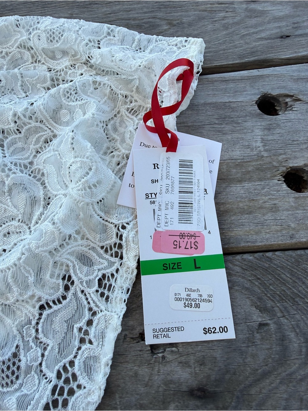 Ruby Rd. Lace Overlay Top with tank attached - Picture 4 of 4